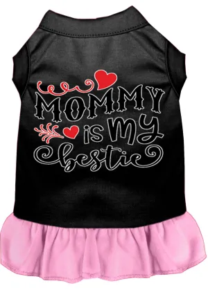 Mommy Is My Bestie Screen Print Dog Dress Black With Light Pink Xl (16)