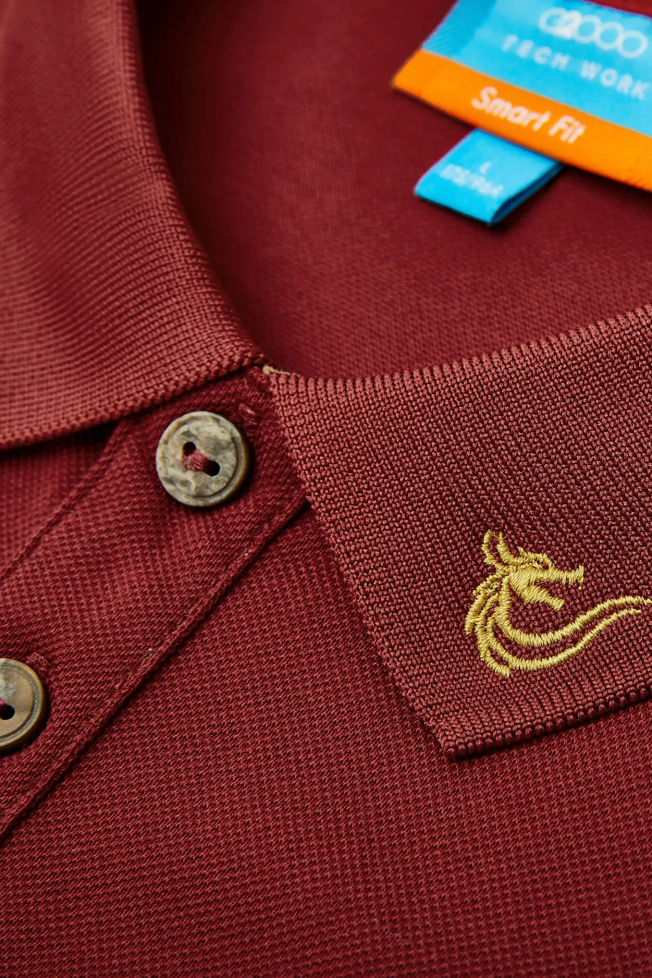 Non-Iron Pure Cotton Dragon Embroidery Collar Polo