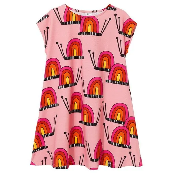 Pink Snails Short Sleeve Casual Dress