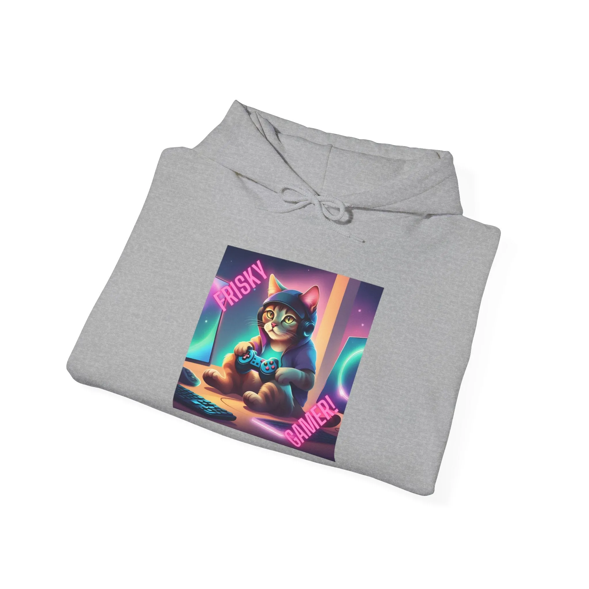 Playful Cat Gamer Hoodie - Unisex Heavy Blend™ Sweatshirt for Cozy Comfort