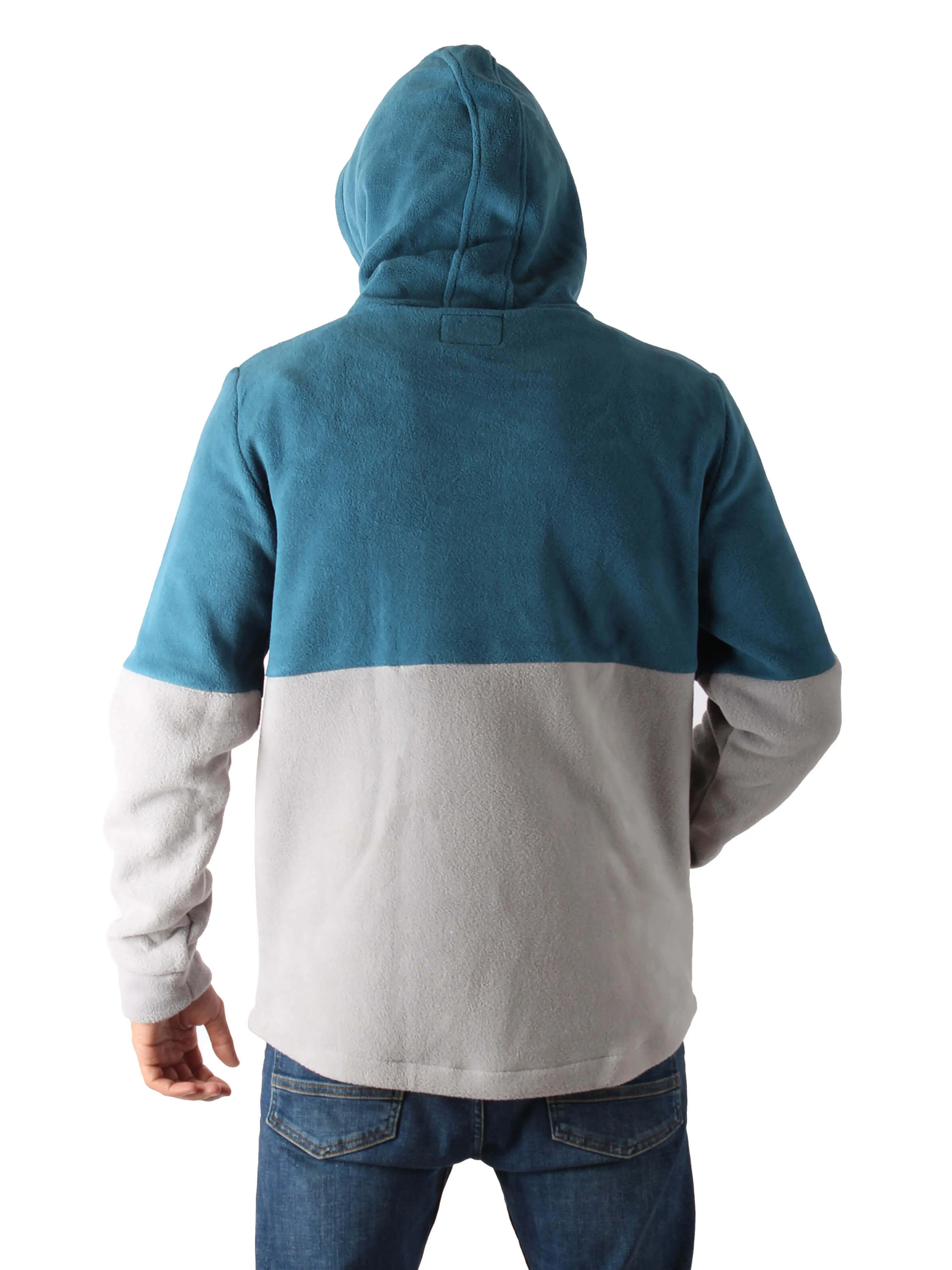 Polar Fleece Hoodie Shaped Hem - Men - Teal