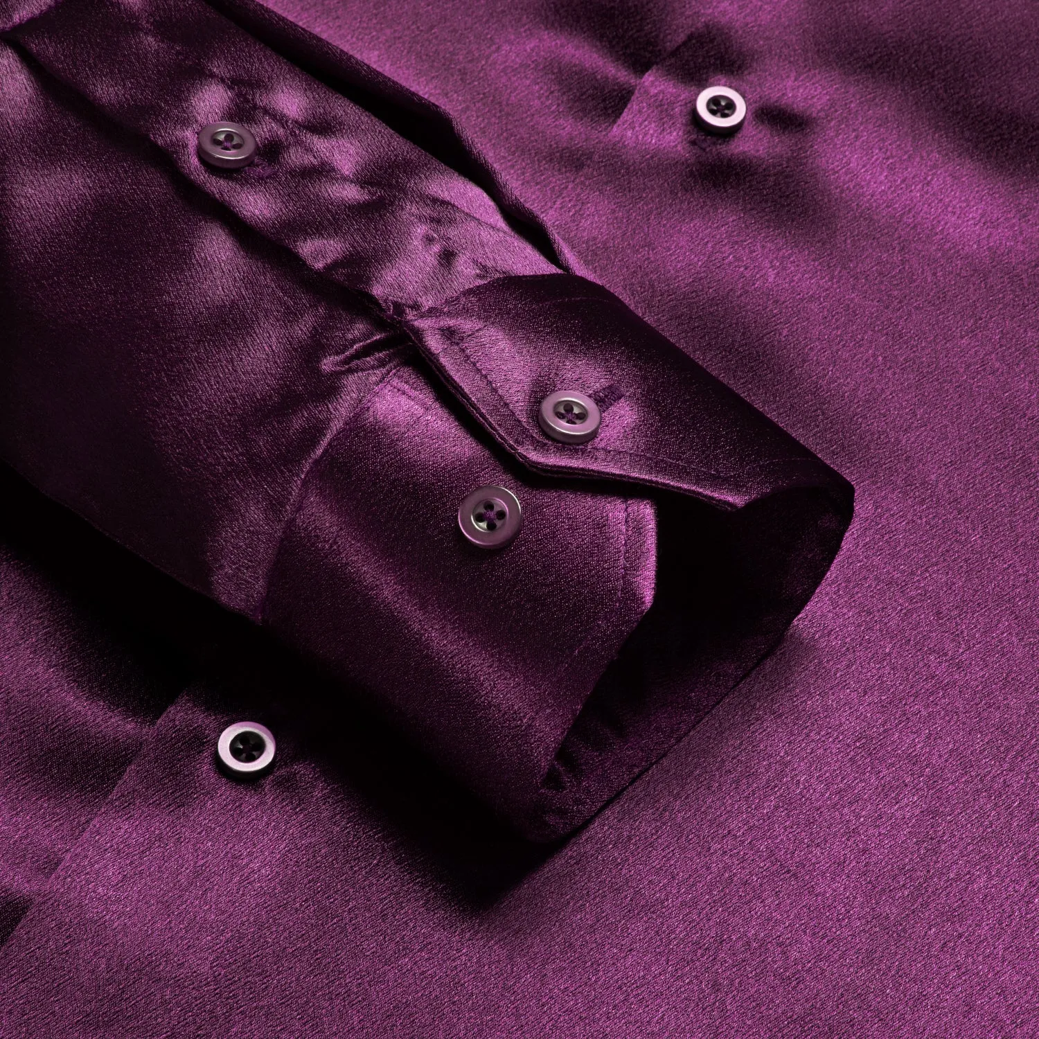 Purple Satin Silk Men's Long Sleeve Shirt