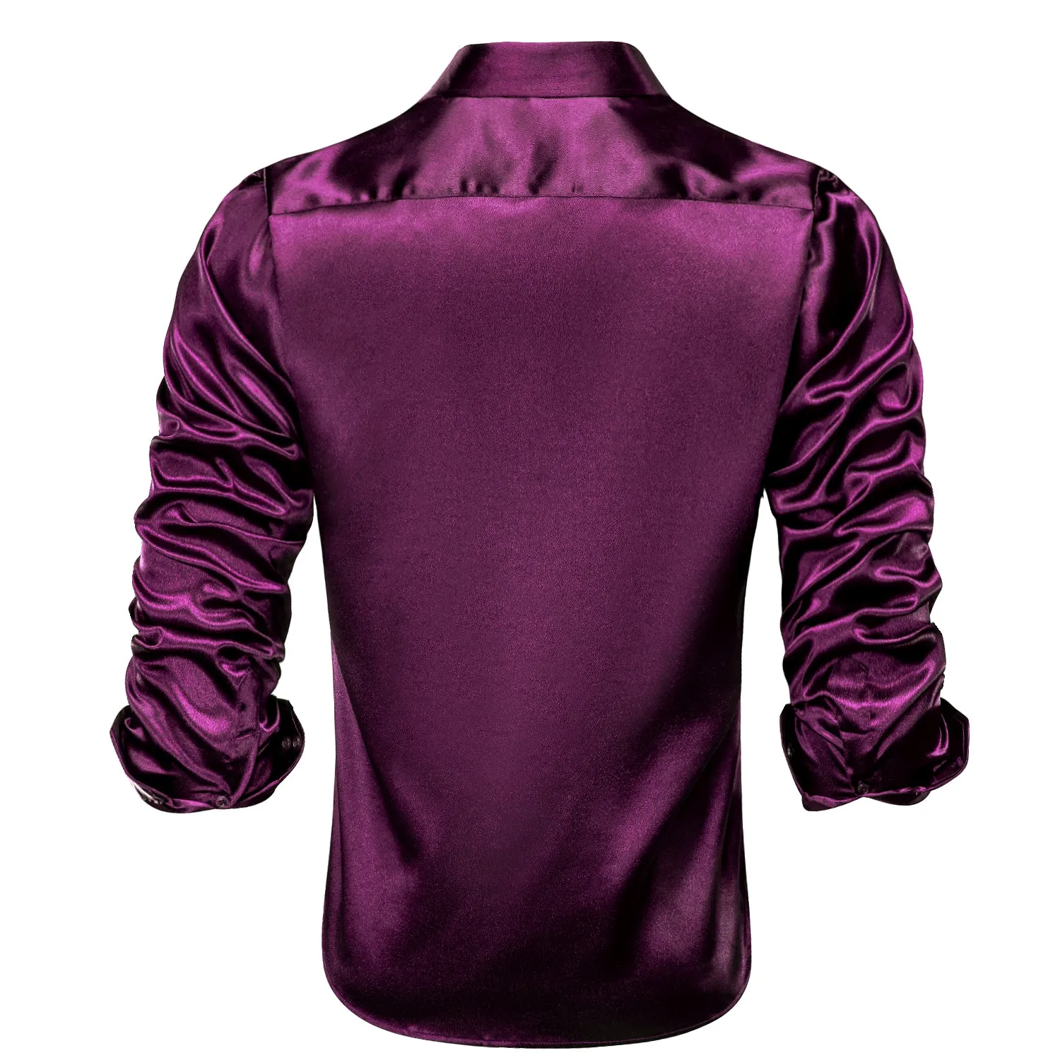 Purple Satin Silk Men's Long Sleeve Shirt