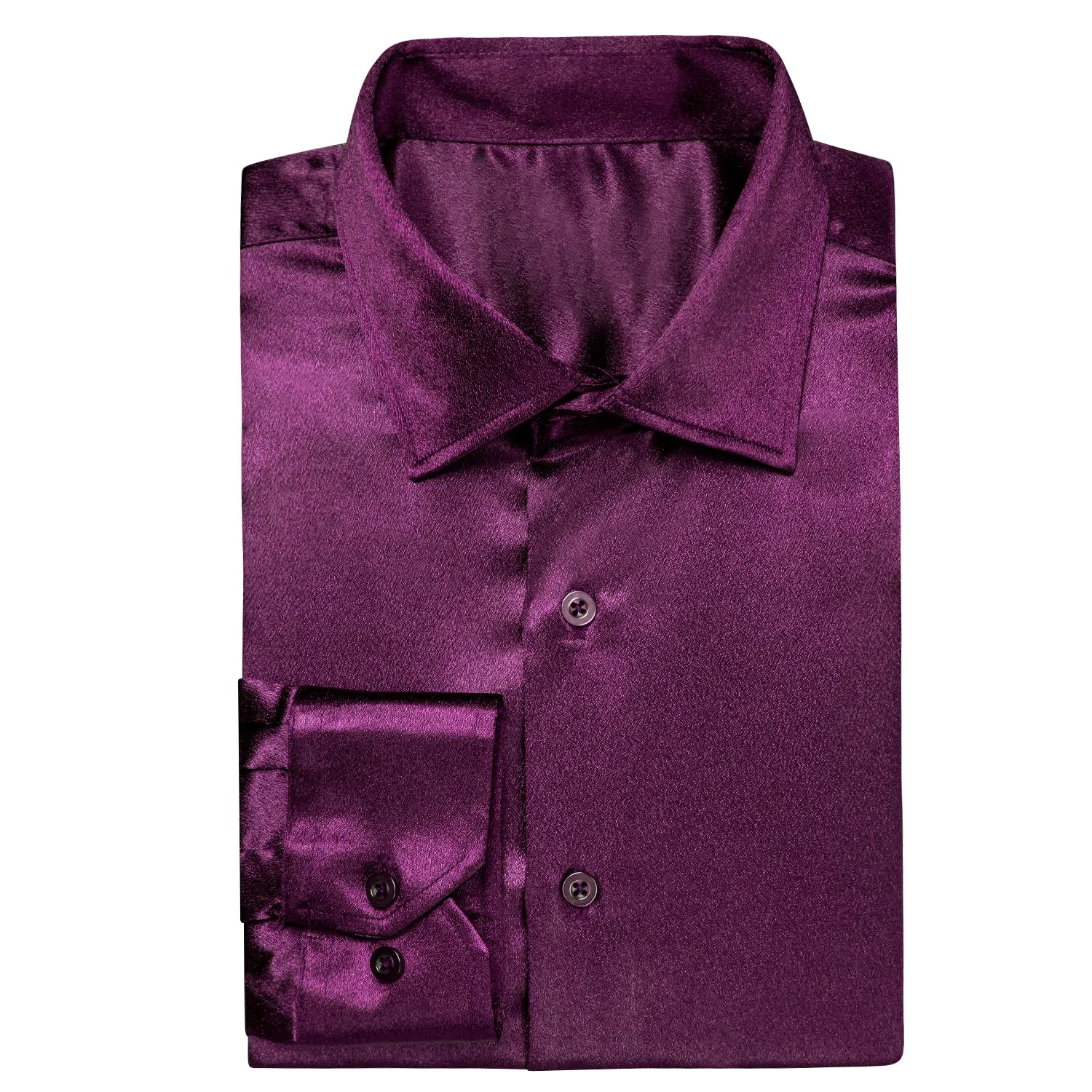 Purple Satin Silk Men's Long Sleeve Shirt