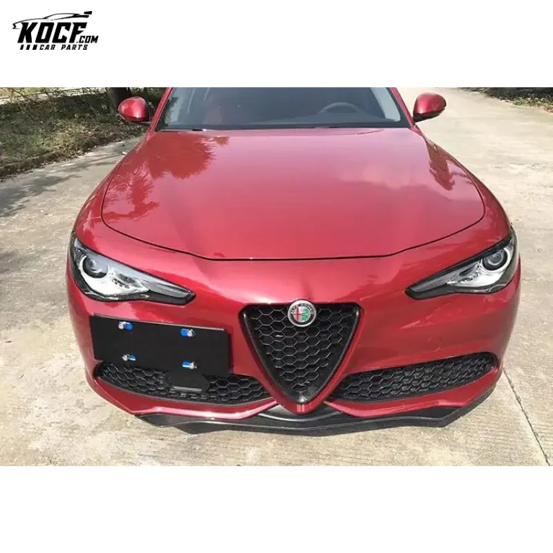 QV style Carbon Fiber Front Bumper Lower Splitter Spoiler Lip For Alfa Romeo Sport 17-19