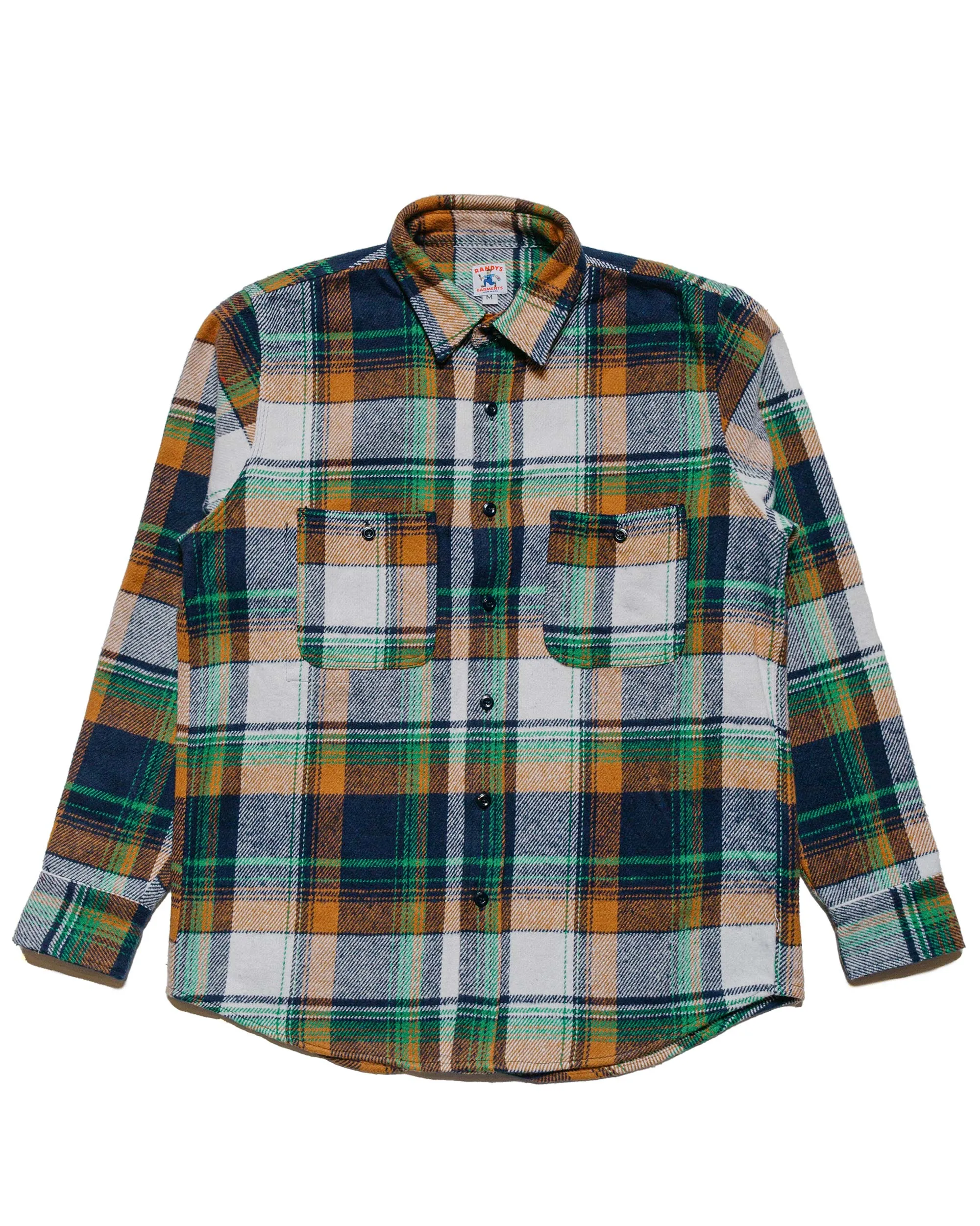 Randy's Garments 3-Pocket Work Shirt Heavy Brushed Flannel Plaid Green