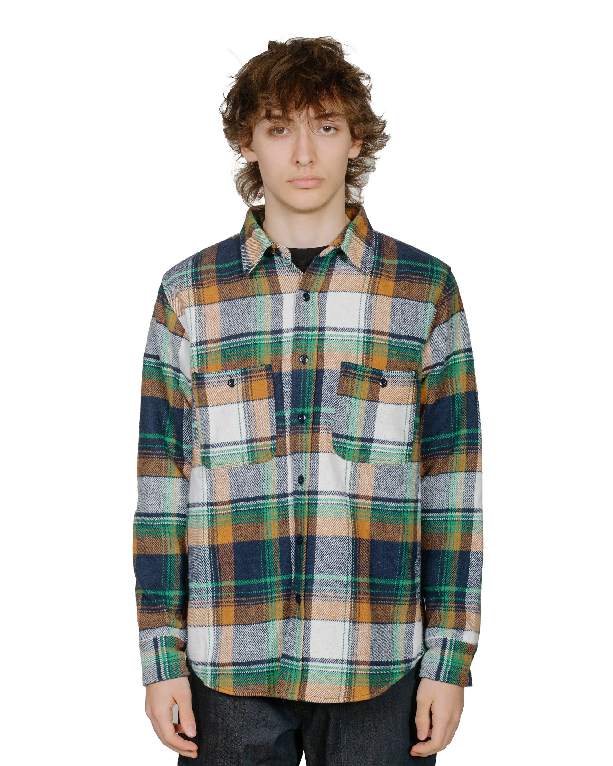 Randy's Garments 3-Pocket Work Shirt Heavy Brushed Flannel Plaid Green