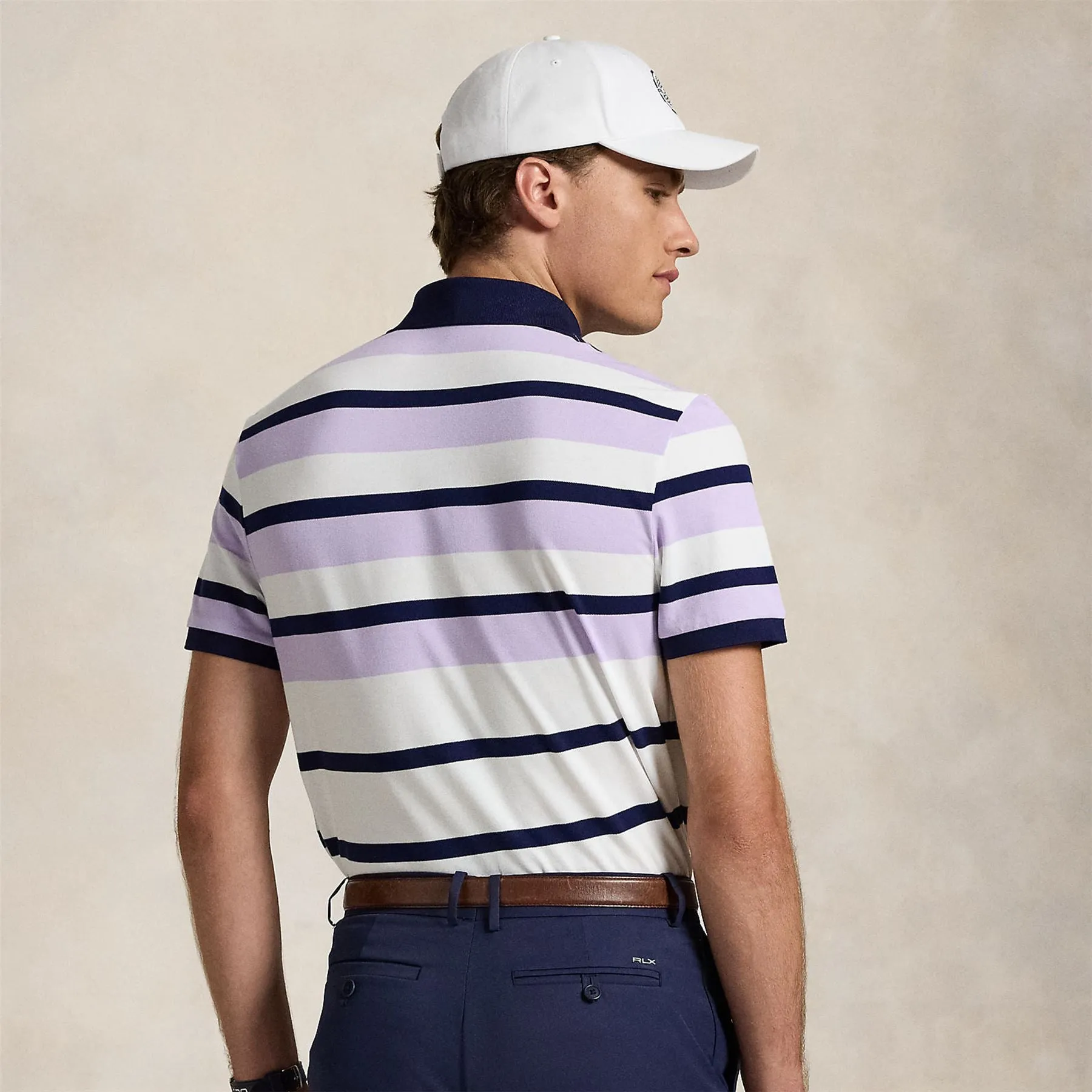 RLX Tailored Fit Performance Pique Stripe Polo Lovely Lilac - AW24