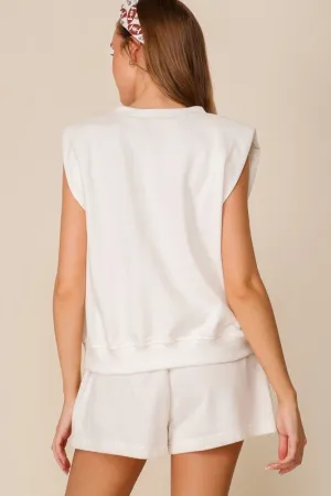 Ryah Upscale Padded Shoulder Blouse- White