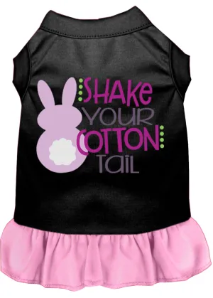 Shake Your Cotton Tail Screen Print Dog Dress Black With Light Pink Sm (10)