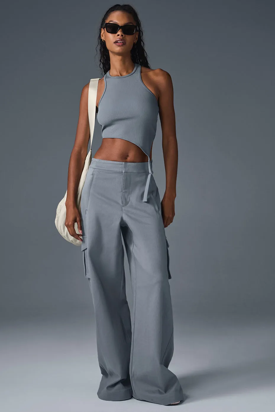 Show Off Cargo Wide Leg Trouser (Long) - Steel Grey