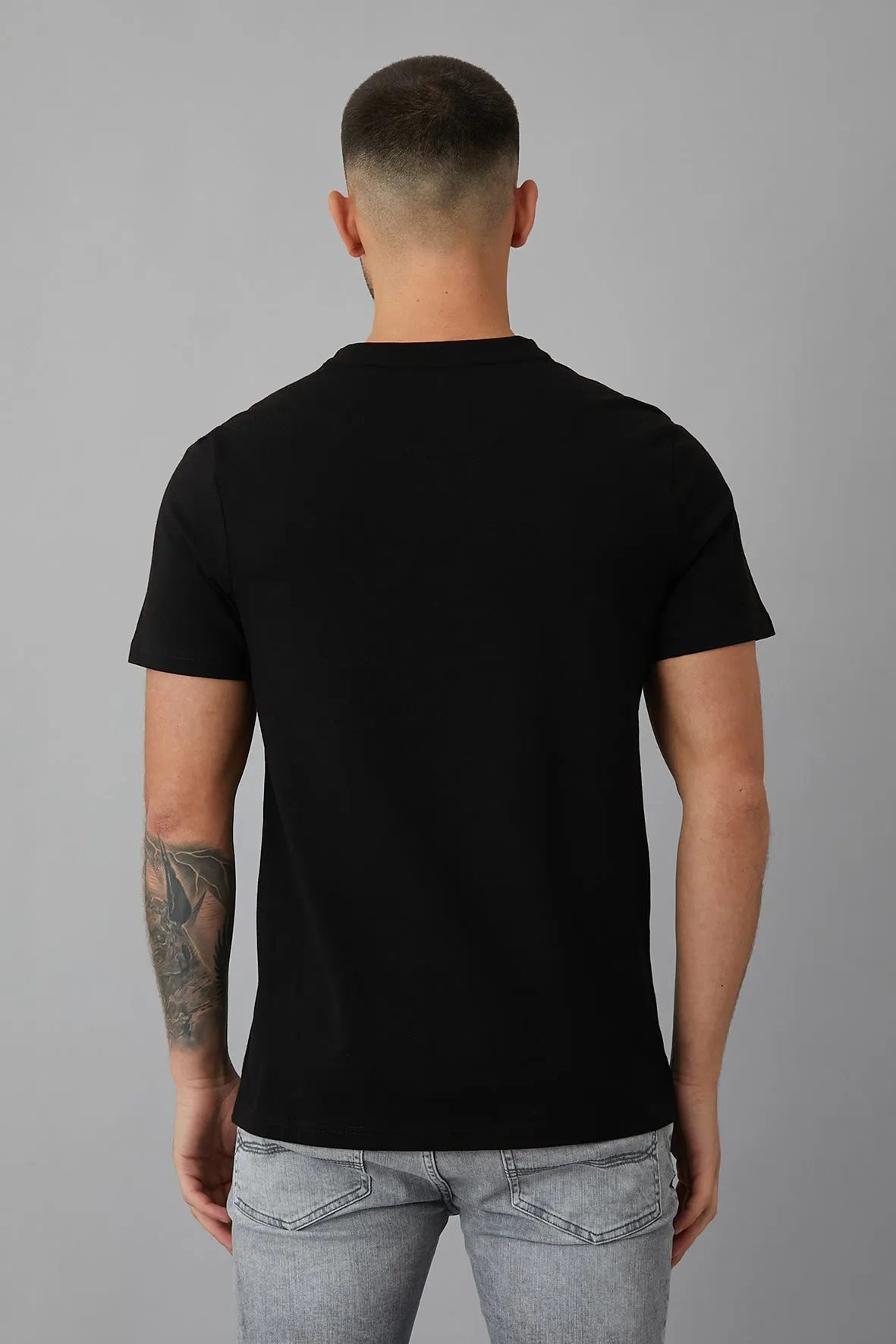 Splash Printed crew neck t-shirt in Black