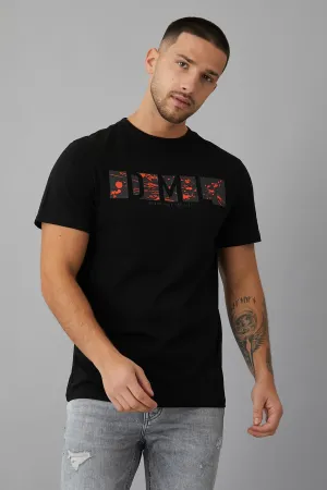 Splash Printed crew neck t-shirt in Black