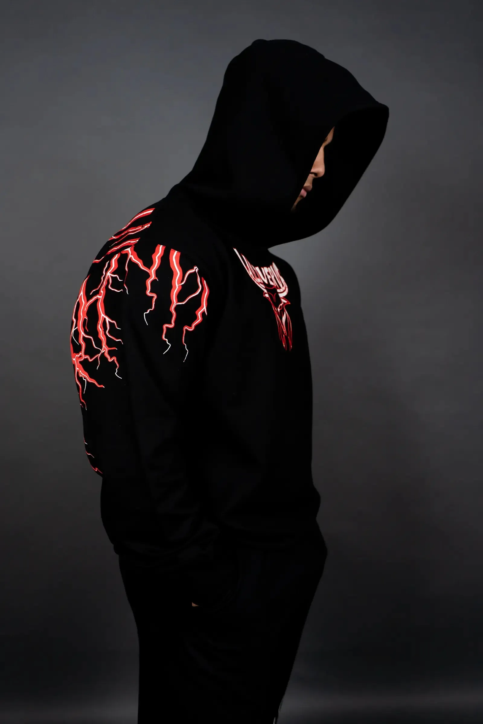 THUNDER STORM HOODIE (BLACK RED)