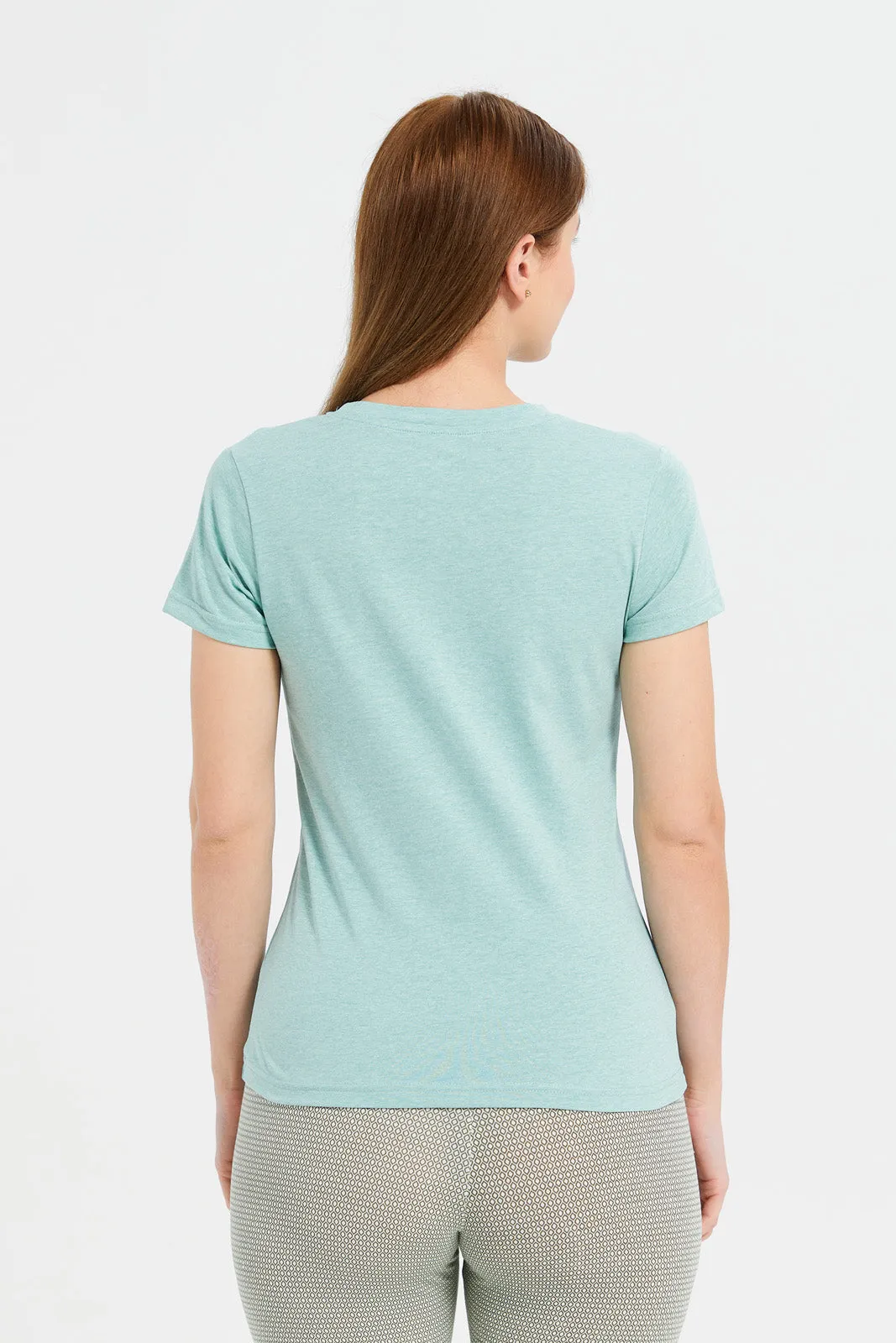 Women Mint Green  Short Sleeve T-Shirt