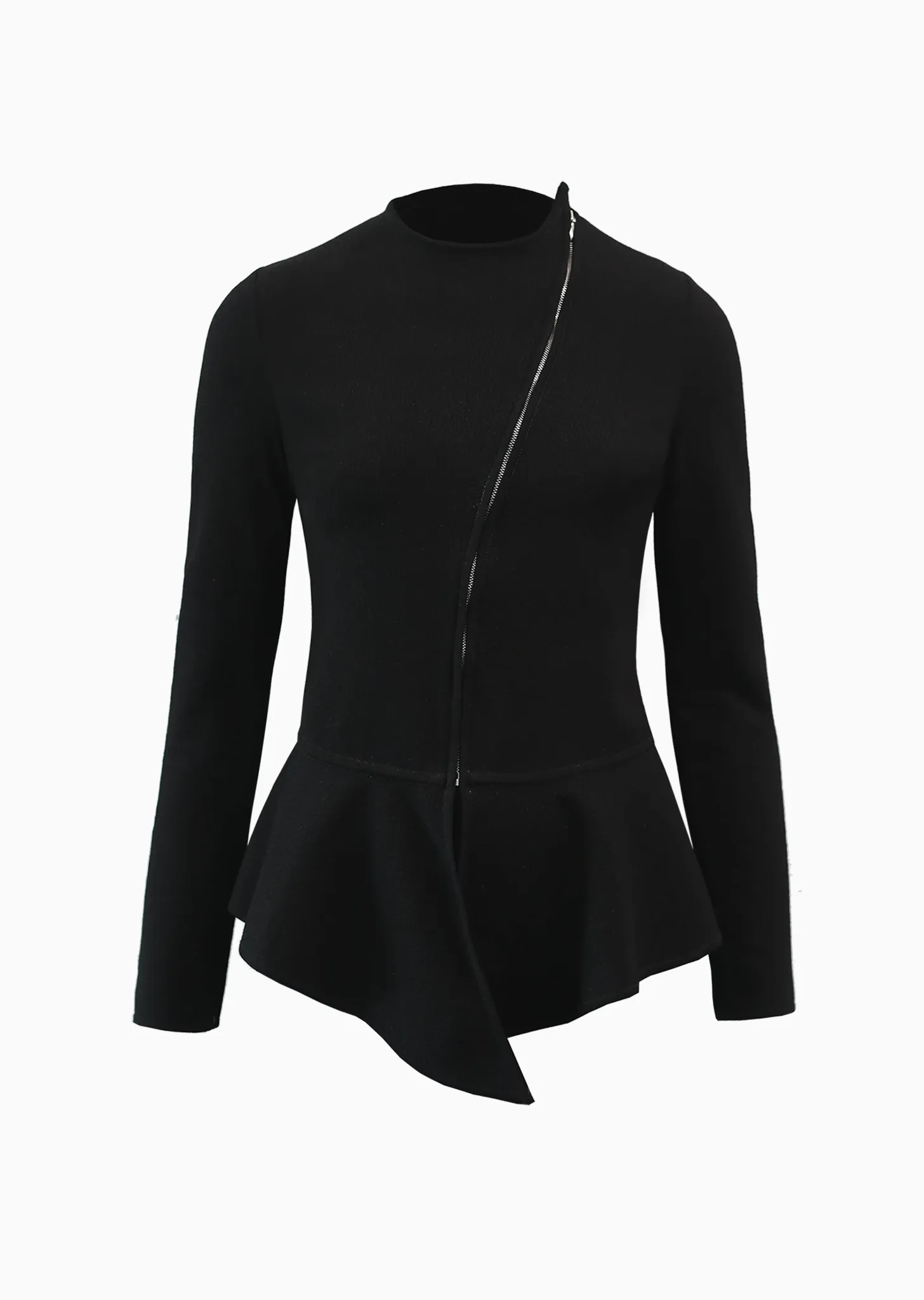 Yolanda - Asymmetrical Zip Peplum Jacket