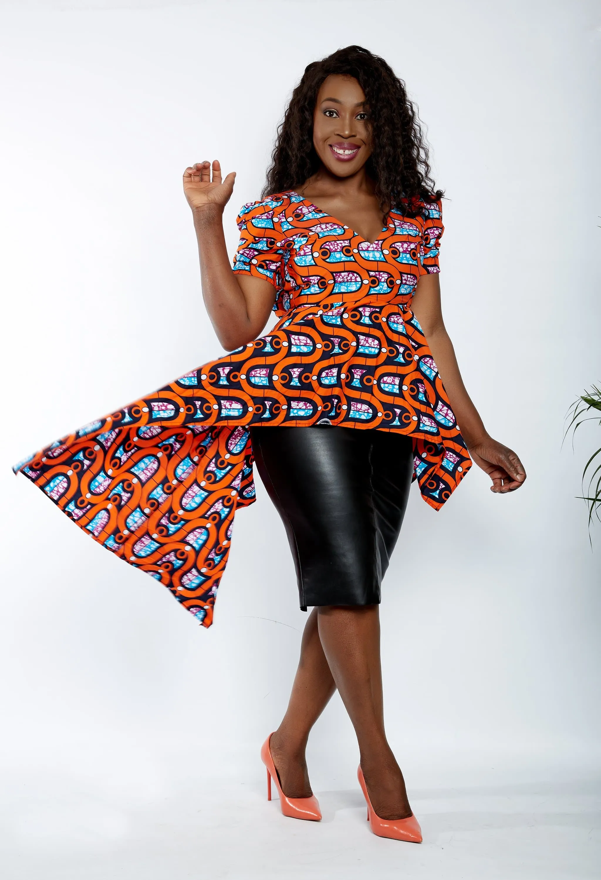 Zuriel - Leon African Print Asymmetric Blouse/Top